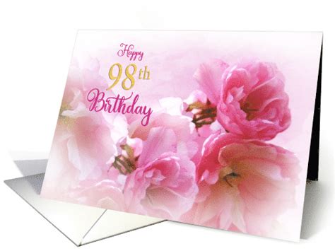 Happy 98th Birthday For Her Soft Pink Cherry Blossoms Photo Art Card