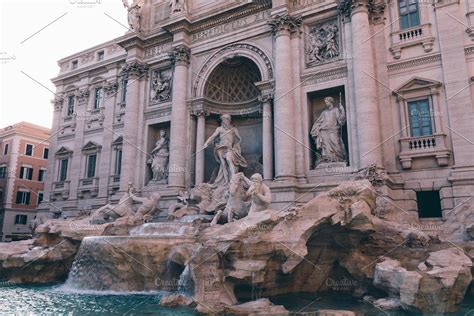 Panoramic View Of Trevi Fountain Containing Ancient Architecture And