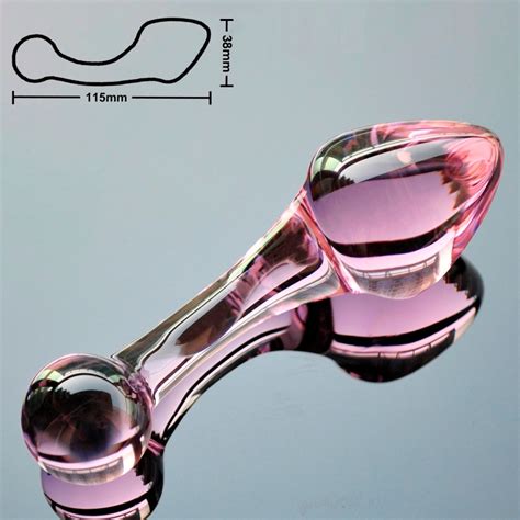 Mm Pink Crystal Anal Dildo Pyrex Glass Bead Butt Plug Fake Male Penis