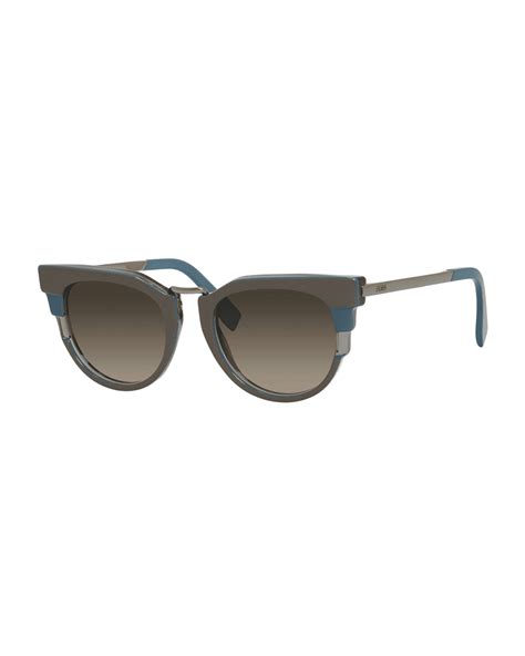 Fendi Colorblock Sunglasses Havana White Neiman Marcus