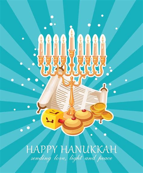 Happy Hanukkah Greeting Card Design Jewish Holiday Vector