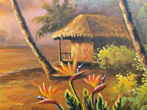 Sunset Painting Tropical Oil On Canvas Art Hawaii Wall Art Decor