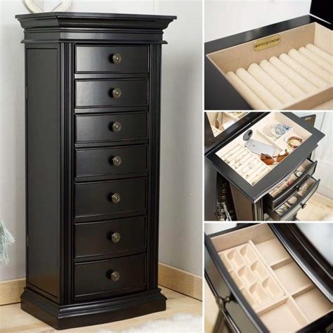 Hives And Honey Landry Distressed Black Jewelry Armoire Overstock