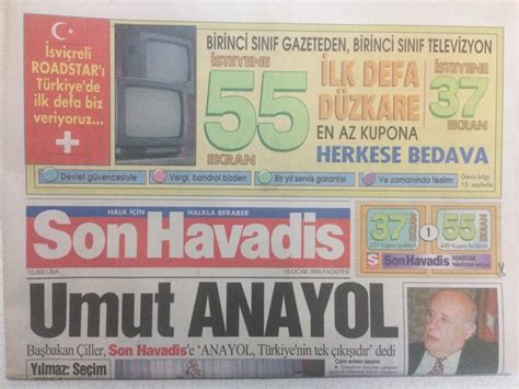Son Havadis Gazetesi 15 Ocak 1996 - İmam Hatipliye Şok, Hülya Avşar'ın ...