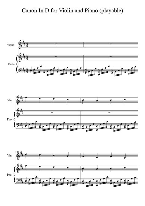 Download free printable sheet music for canon in d. Canon In D for Violin and Piano (playable) sheet music for ...