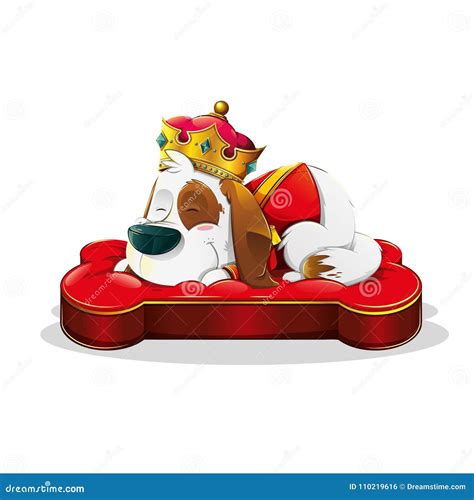 Cute Sleeping Dog Dressed As A King Stock Vector Illustration Of
