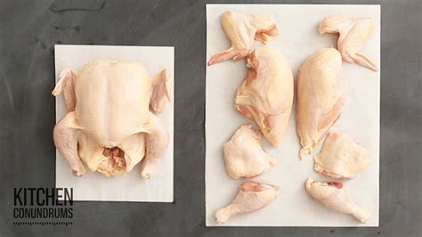 The chicken will need 20 mins per 500 g/1.1 lbs plus 30 minutes. How to Cut a Chicken Into 8 Pieces in Under a Minute ...