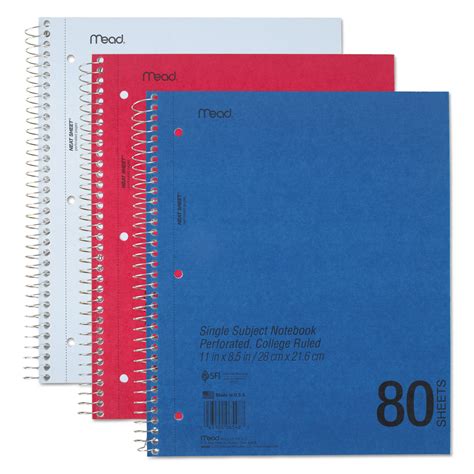 Mead Durapress Cover Notebook 1 Subject Mediumcollege Rule Assorted