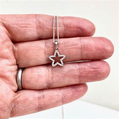 Sterling Silver Crystal Star Necklace By Pink Pineapple Home And Ts