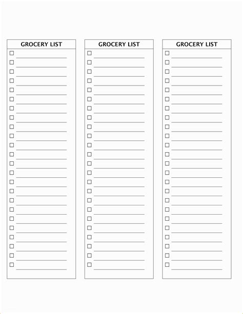 Templates Word Free Of Grocery List Template Word