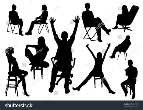 Set Of Sitting People Silhouettes Stock Vector 133625372 : Shutterstock