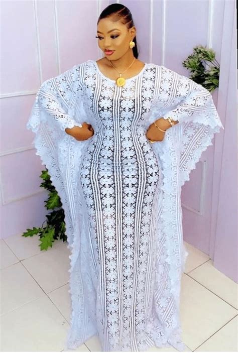 Most Beautiful Lace Bubu Kaftan Styles Stylish Naija White Lace Outfit African Dresses For