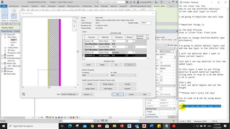 How To Use 2 Different Materials In The Same Wall Layer In Revit Youtube