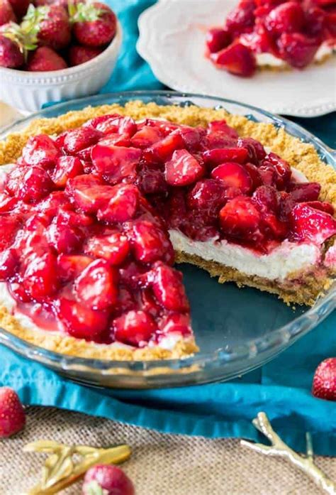 easy no bake strawberry cream cheese pie with a simple graham cracker crust a cream cheese