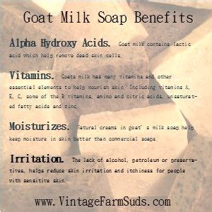 Goat milk comes from, you guessed it, goats and has a slew of health benefits that make it easier to digest for certain people that commonly have it has higher levels of beneficial fatty acids: Goat Milk Soap Benefits www.vintagefarmsuds.com | Goat ...