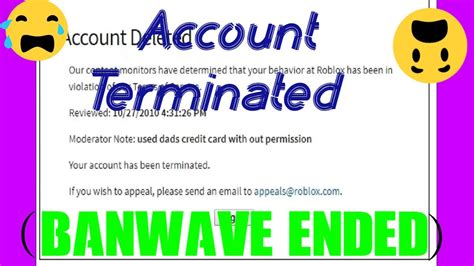 Roblox Ban Wave 2020my Account Got Banned Banwave Ended Youtube