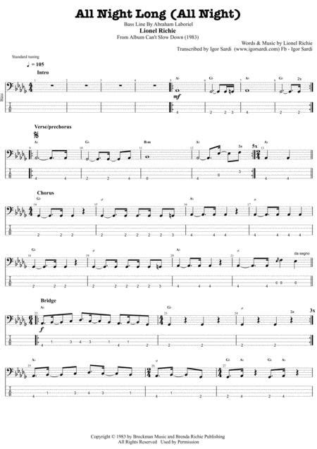 All Night Long All Night By Lionel Richie Digital Sheet Music For Score Download And Print