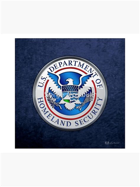 Department Of Homeland Security Dhs Emblem 3d On Blue Velvet Throw