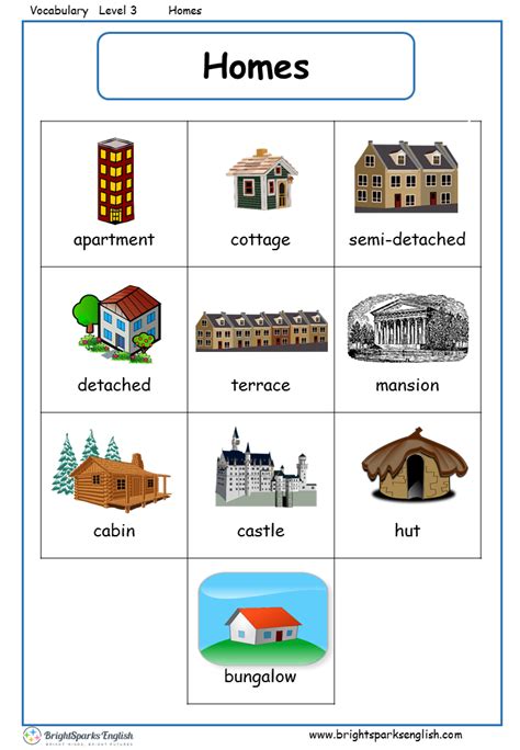 Homes English Vocabulary Worksheet English Treasure Trove