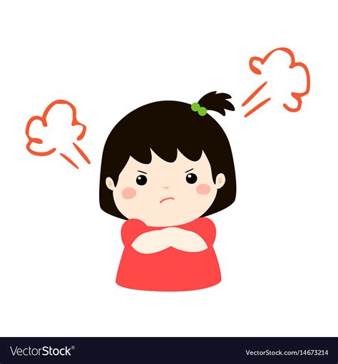 Cute Cartoon Angry Girl Character Royalty Free Vector Image