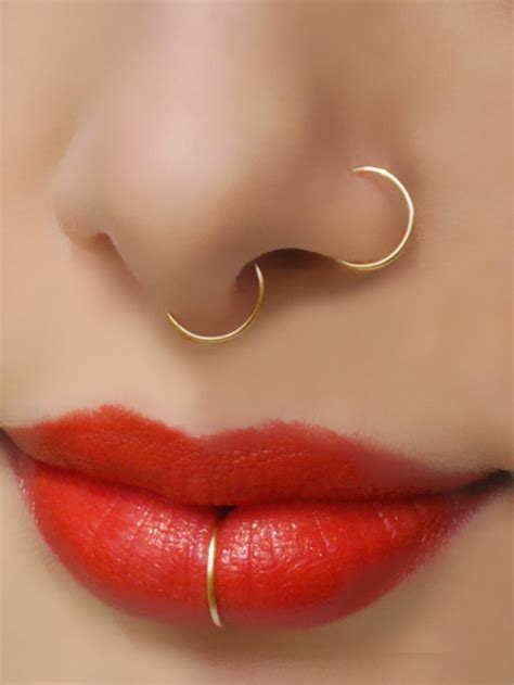 Faux Nose Piercing Set Fake Nose Ring Fake Septum Ring Fake Etsy Uk