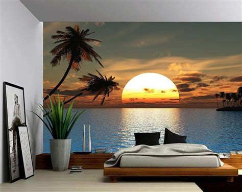 Sunrise Sea Ocean Wave Sunset Beach Large Wall Mural Etsy Tropische