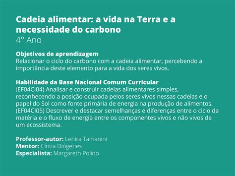 Plano De Aula 4o Ano Cadeia Alimentar A Vida Na Terra E A