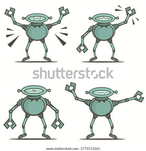 Set Cute Robot Mascots Illustration Robot Stock Vector Royalty Free