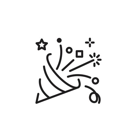 Confetti Popper Icon In Linear Style Symbol Logo Vector Illustration