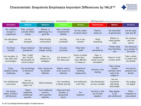 VALS™ | Sample Characteristics | SBI