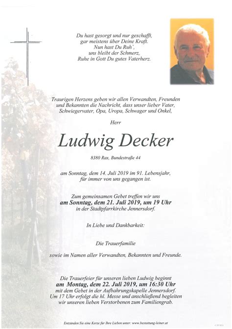 Ludwig Decker Bestattung Leiner Eu