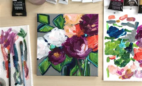 How To Paint Easy Abstract Flowers On Canvas With Acrylic Paint For
