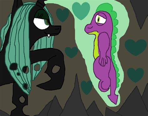 Spike And Queen Chrysalis Touched Up By Johndavidbiehl On Deviantart