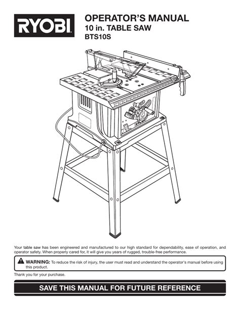Ryobi Bts10s User Manual 34 Pages Also For Bts12s