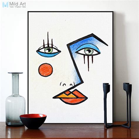 Minimalist Modern Abstract Face Picasso Poster Print Wall