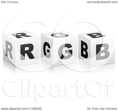 Clipart Of 3d Black And White Cubes Spelling Rgb Royalty Free Vector