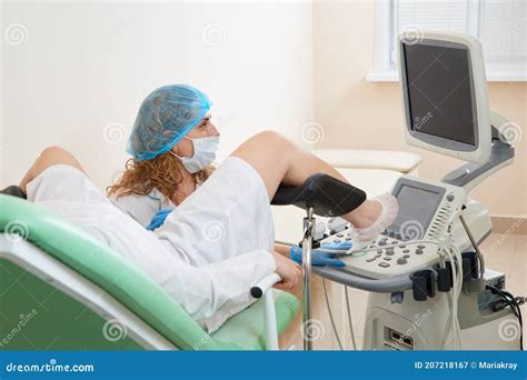 Gynaecologist Examining A Patient Sitting On Gynecological Chair Stock Image Image Of Female