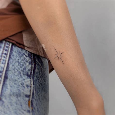 Minimalistic North Star Tattoo Located On The Wrist