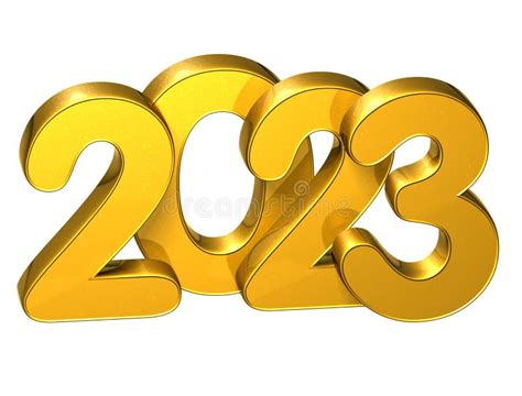 3d Gold Number New Year 2023 On White Background Stock Illustration