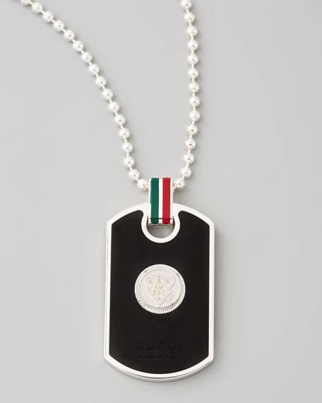 Gucci Dog Tag Necklace With Web Detail