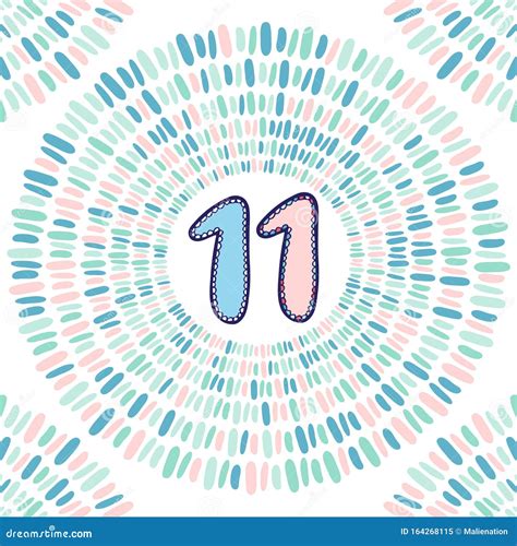 Cute Number Eleven Vector Icon Design Number For Birthday Card In