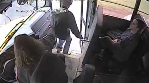 Video Bus Driver Saves Teen Exiting School Bus Moments