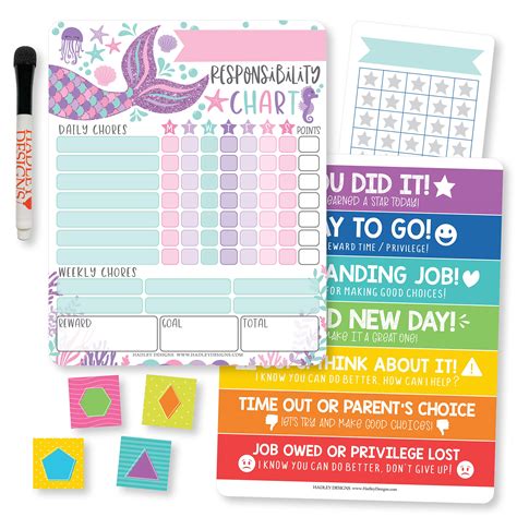 Buy 1 Mermaid Kids Chore Chart Magnetic And 1 Behavior Chart For Kids