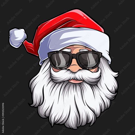 Christmas Santa Claus Face With Sunglasses Illustration In High