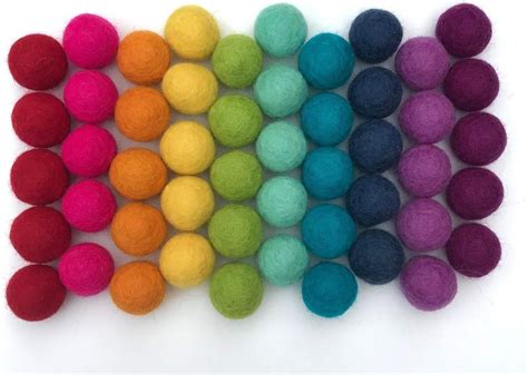 Wildflower By Hu Hands 100 Handmade Wool Felt Pom Poms Rainbow Party