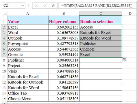 how to randomly select in excel