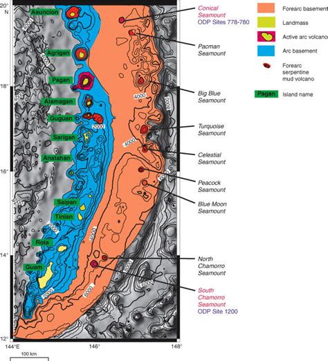 Figure F1 Map Of The Mariana Forearc Serpentinite Mud Volcanoes Note