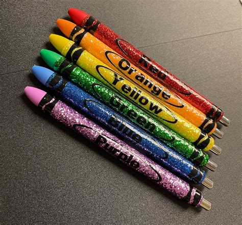 Crayon Glitter Gel Pen Crayon Colored Ink Gel Pen Glitter Etsy