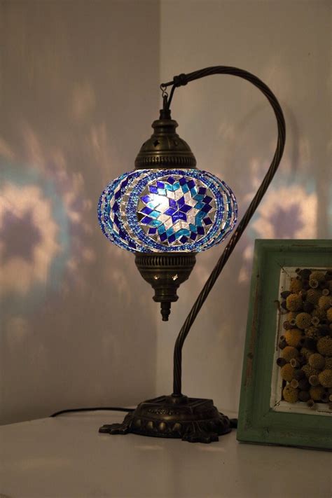 MOSAIC SWAN NECK Table Lamps Handmade Unique Turkish Moroccan Etsy