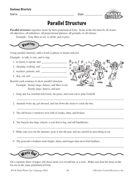 Parallel Structure Worksheets Answer Key